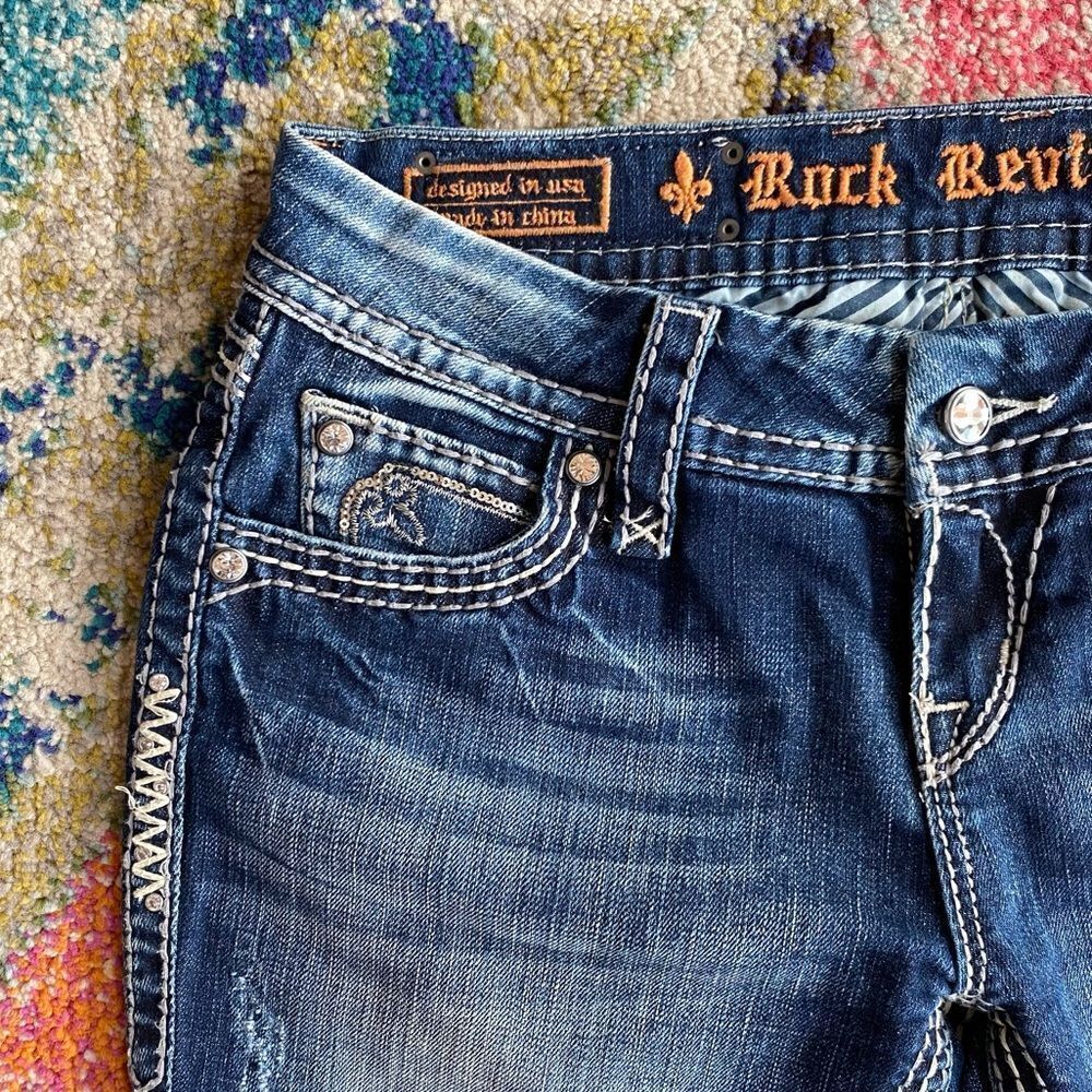 Rock Revival Lynkai Rhinestone Cropped Jeans - Picture 5 of 13
